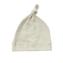 Topknot Baby Hat Soft Cotton Fine Stripe Knit