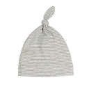 Topknot Baby Hat Soft Cotton Fine Stripe Knit