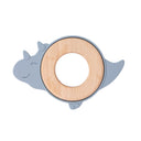 Dinosaur Baby Teether - Silicone and Wood