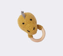 Dinosaur Baby Teether Rattle - Cotton and Beech Wood