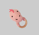 Dinosaur Baby Teether Rattle - Cotton and Beech Wood