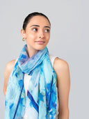 Blossom Floral Print Modal Silk Scarf - Blue in Blue