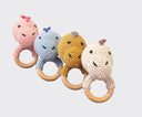 Dinosaur Baby Teether Rattle - Cotton and Beech Wood