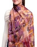 Cascade Painterly Motifs Print Merino Wool Scarf