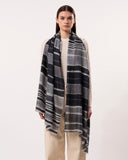 Ripple Fluid Stripe Pattern Wool Silk Scarf Blue