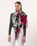 Joie Abstract Floral Print Wool Silk Scarf