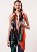 Nova Abstract Artistic Print Wool Modal Scarf Navy