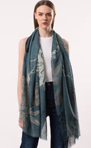 Dahlia Floral Print Pure Merino Wool Scarf