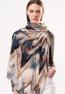 Sienna Chevron Design Embroidered Pure Wool Scarf