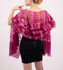 Mae Woven Stripe Wool Silk Scarf