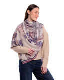 Aven Toile-Style Scenic Village Print Wool Silk Cashmere Scarf