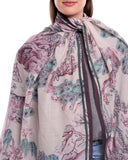 Aven Toile-Style Scenic Village Print Wool Silk Cashmere Scarf