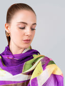 Geometry Abstract Print Cotton Linen Modal Blend Scarf