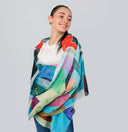 Geometry Abstract Print Cotton Linen Modal Blend Scarf