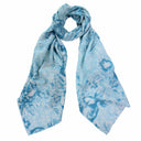Windsor Rose Hand Printed Pure Merino Wool Scarf Sea in Sea
