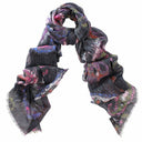Isabel Wool Silk Scarf Indigo in Charcoal