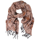Victoria Jacquard Wool Cotton Silk Scarf Ginger in Ginger