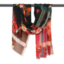 Nadia Flower and Grid Pure Modal Scarf Black in Black