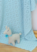 Blue Llama baby gift set with llama toy and cotton knit blanket, baby boy shower gift