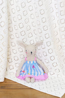 Pink Bunny Hop Baby Gift Set – Ivory Blanket & Bunny Rattle