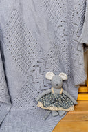 Little Floral Mouse Luxury Baby Gift Set with grey knit blanket and toy – alternate view