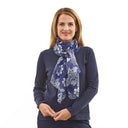 Paris Pure Silk Scarf Navy in Navy