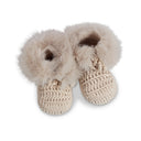 Cutie Fur Trim Bootees in Linen