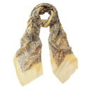 Antique Paisley Hand Printed Merino Wool Scarf in Ochre