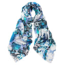 Carmen Multi Flower Pure Cotton Scarf Blue in Blue