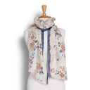 Moda Hand Printed Natural Pure Linen Scarf Denim in Denim