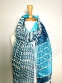 Capri Cotton Silk Scarf Blue in Blue