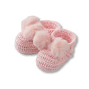 Topsy Pom Pom Baby Bootees Hand Crocheted Cotton
