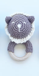 Leo Baby Teether Rattle Cotton and Beech Wood