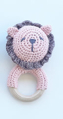Leo Baby Teether Rattle Cotton and Beech Wood