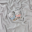 Teddy Baby Teether Rattle Handmade Cotton and Beech Wood