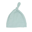 Topknot Baby Hat Soft Cotton Fine Stripe Knit