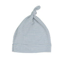 Topknot Baby Hat Soft Cotton Fine Stripe Knit