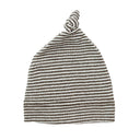 Topknot Baby Hat Soft Cotton Fine Stripe Knit