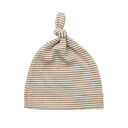 Topknot Baby Hat Soft Cotton Fine Stripe Knit