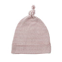 Topknot Baby Hat Soft Cotton Fine Stripe Knit