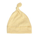 Topknot Baby Hat Soft Cotton Fine Stripe Knit