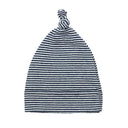 Topknot Baby Hat Soft Cotton Fine Stripe Knit