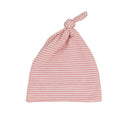 Topknot Baby Hat Soft Cotton Fine Stripe Knit