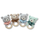 Teddy Baby Teether Rattle Handmade Cotton and Beech Wood