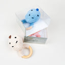 Dinosaur Baby Teether Rattle - Cotton and Beech Wood