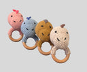 Dinosaur Baby Teether Rattle - Cotton and Beech Wood