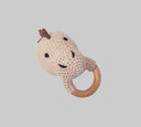 Dinosaur Baby Teether Rattle - Cotton and Beech Wood