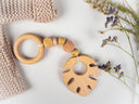 Tropical Wooden Teether Monstera Leaf Design