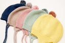 Huggie Baby Bonnet Garter Knit with Pompom