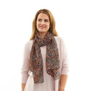 Leo Hand Printed Pure Silk Scarf Coral in Coral